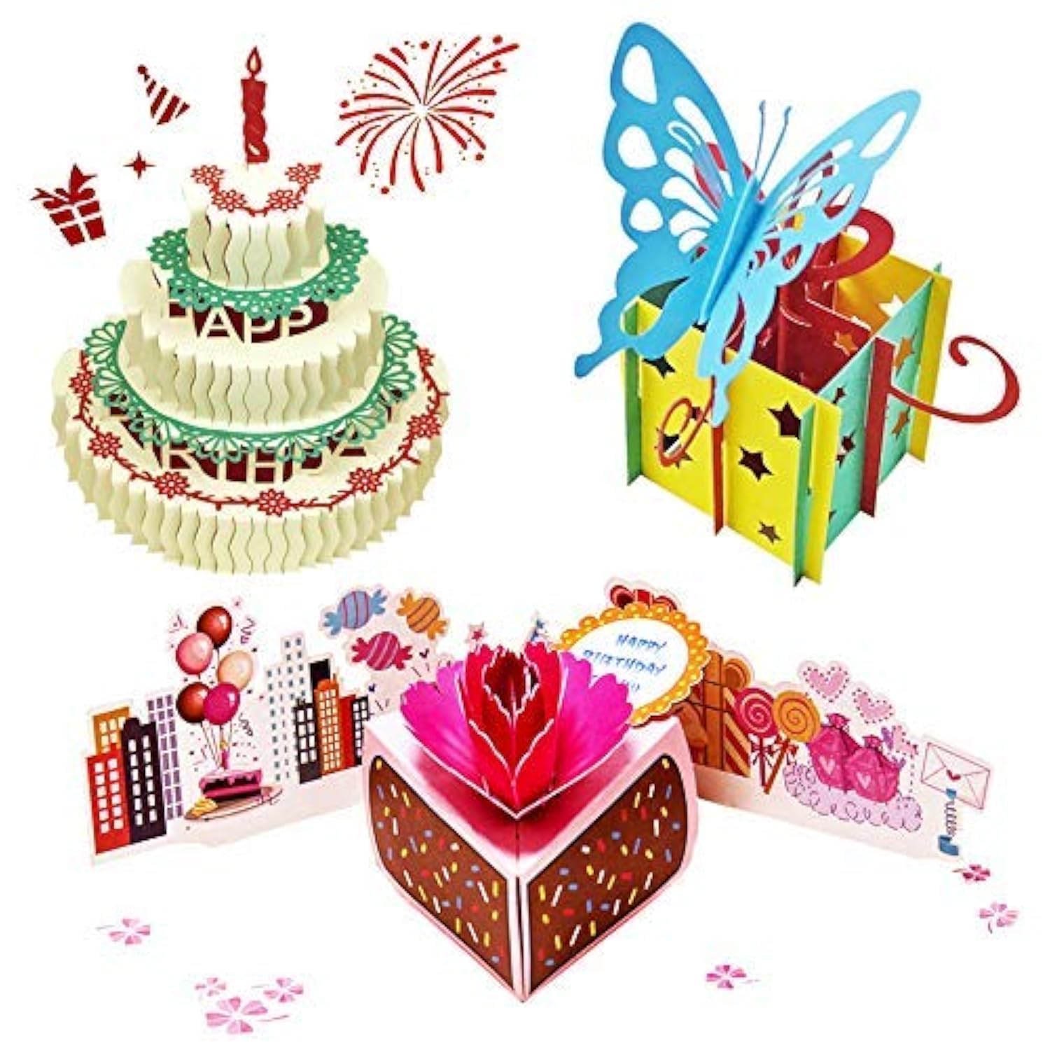 3D Pop Up Birthday Cards Handmade Greeting Cards with Envelopes for Sister/Mom/Wife/Kids/Boy/Girl/Friend (3 Pack)