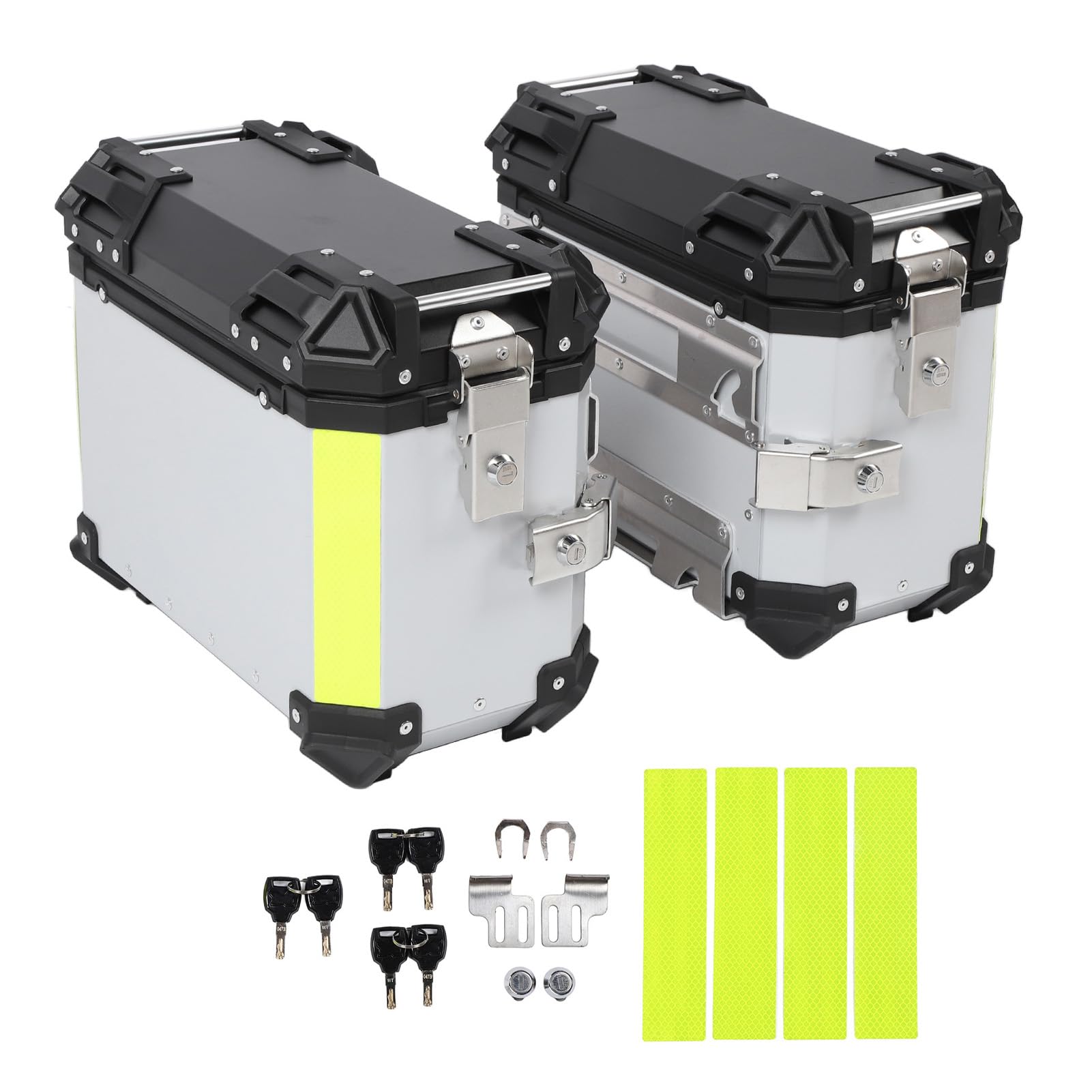 Semme Scatola Laterale per Moto Scatola per Borsa Laterale Rigida in Lega di Alluminio da 28 Litri con Serratura e Maniglia di Ricambio per (SILVER)