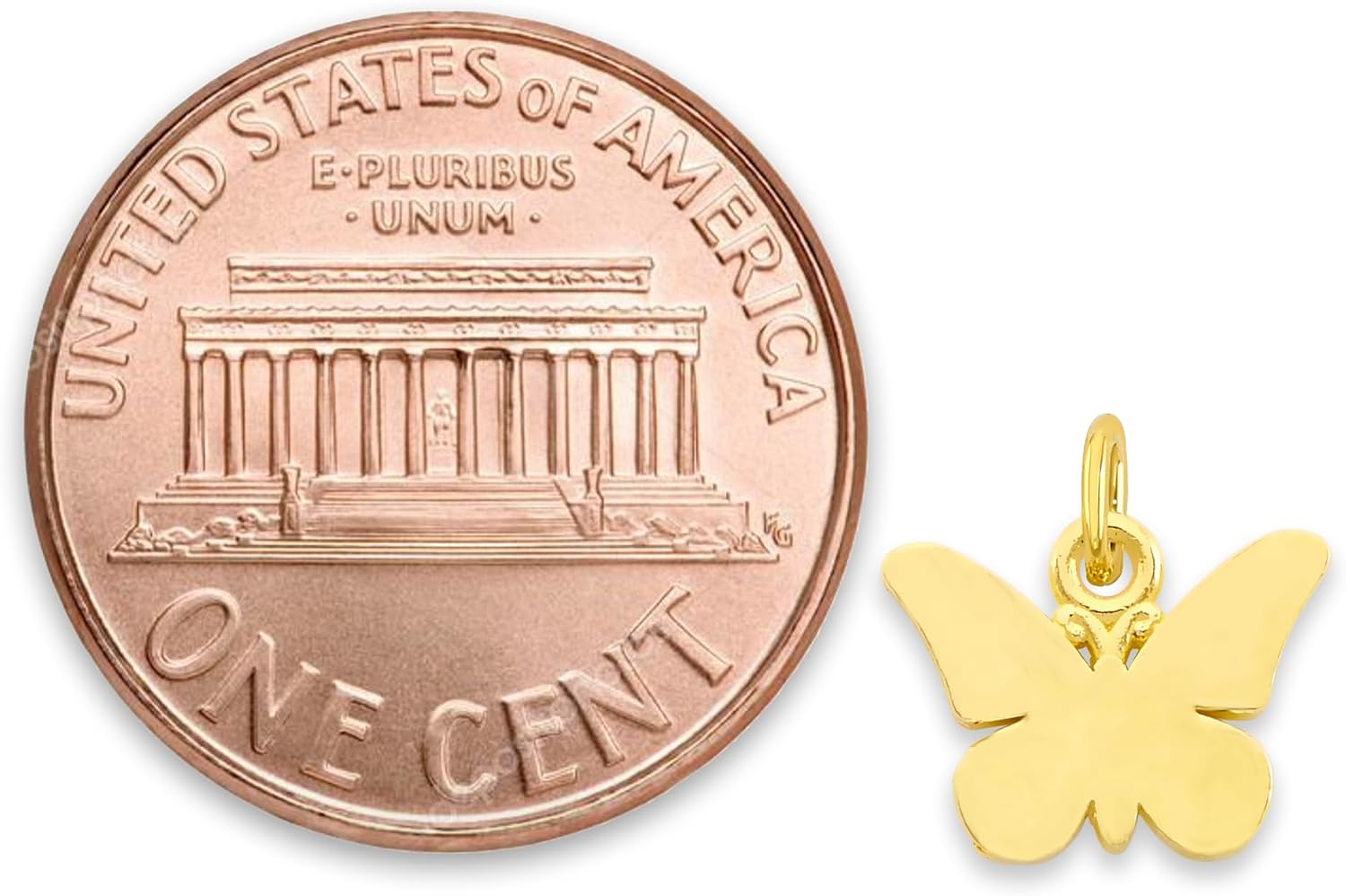 Solid Gold Butterfly Microcharm Available in 10k or 14k, Mini Cute Animal Charm Symbol with Clasp