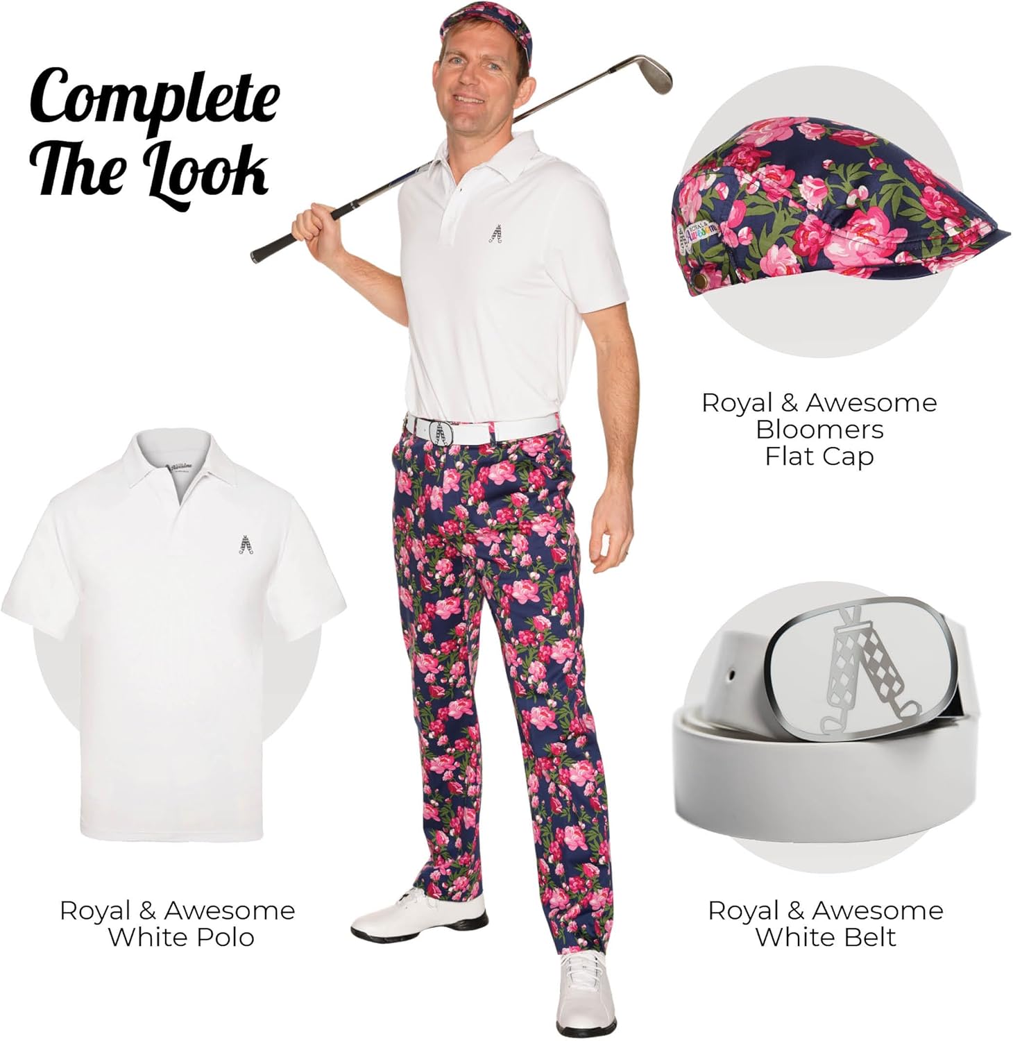 Royal & Awesome Mens Golf Pants, Golf Pants Men Relaxed Fit, Plaid Pants Men