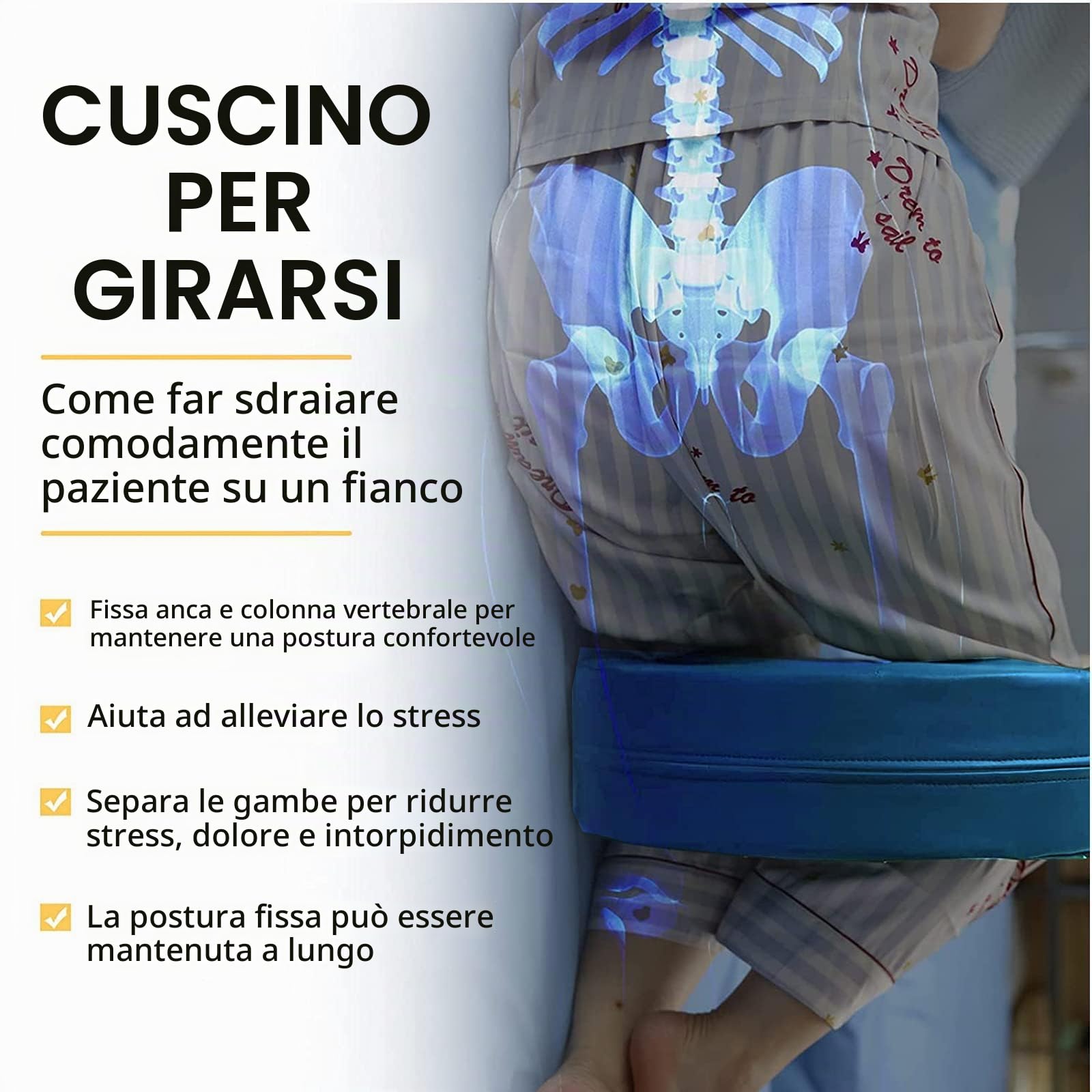 UYSELA Ausilio alla Rotazione per Anziani con Cinghia di Fissaggio Flanella Cuscino Girevole per Strumento di Cura del Paziente Allettato Paralizzato Cuscino Anti-Decubito,Marrone