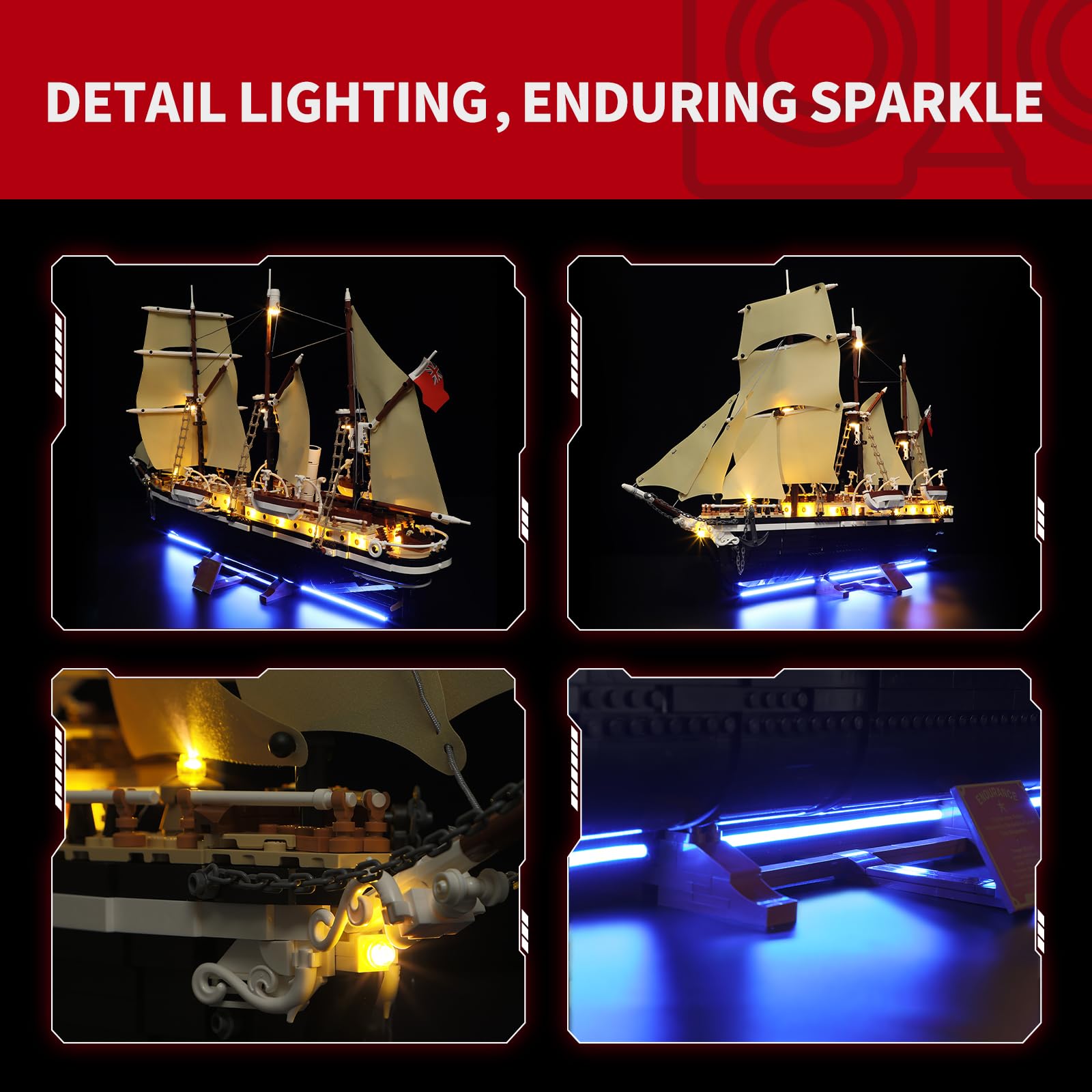BRIKSMAX 2.0 Light Kit for Endurance Ship - Innovative LED Lighting Compatible with Lego Icons 10335, Grey, White, 6.5 inches - Image 4