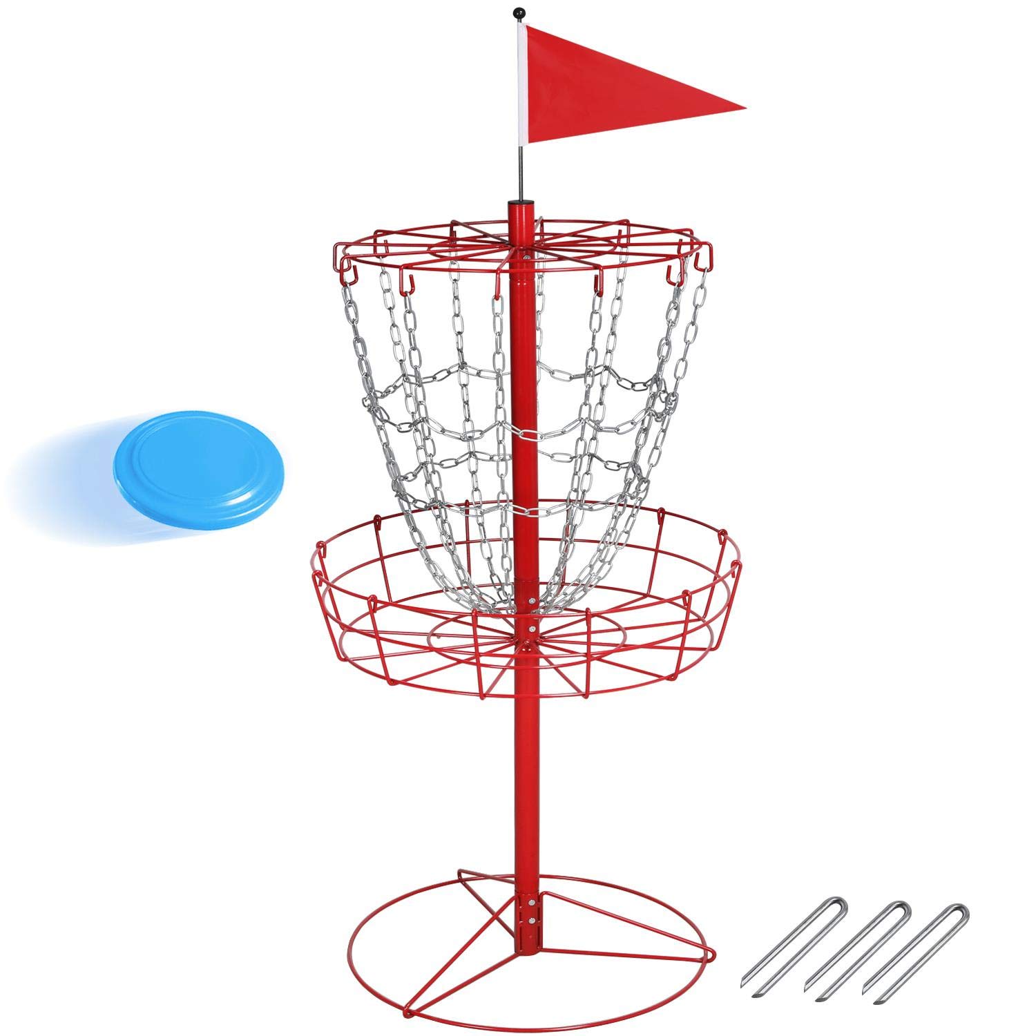 Topeakmart Portable Disc Golf Practice Basket Sport Disc Rack Disc Golf Discs Red