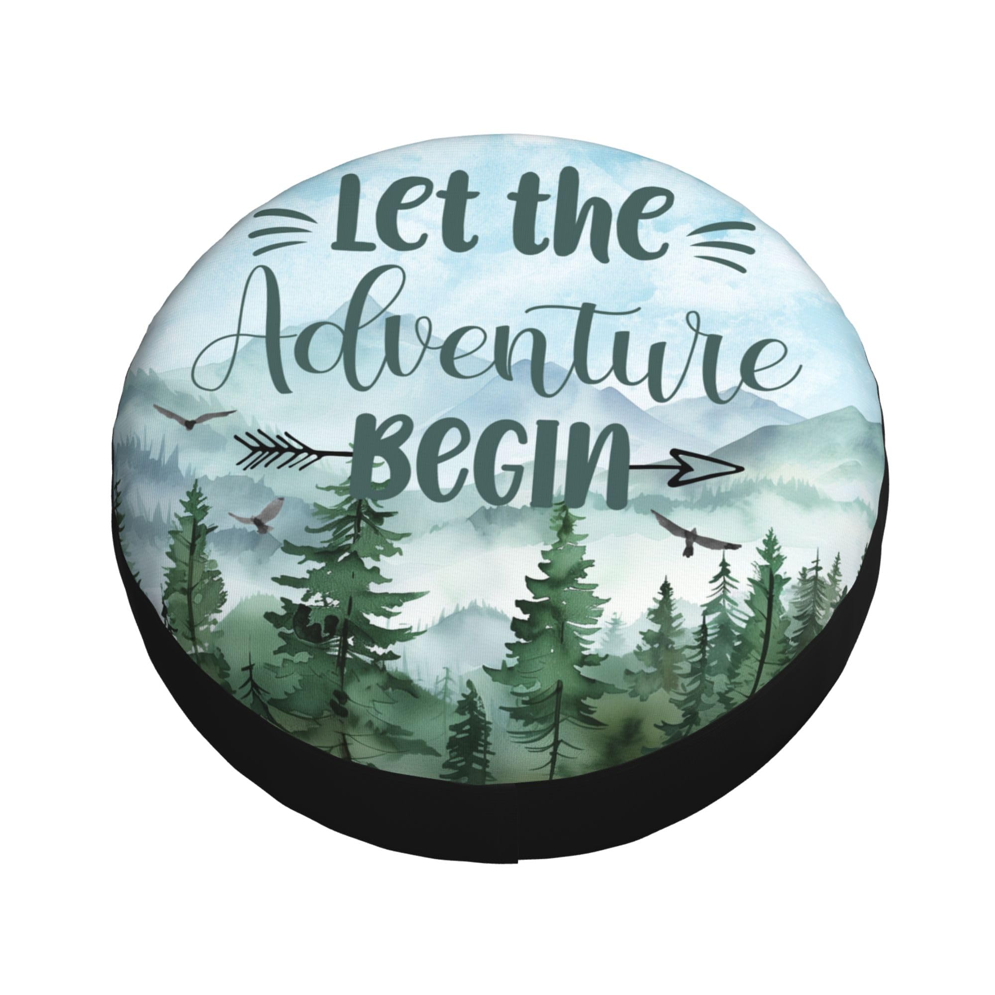 Spare Tire Cover for RV Camper Trailer Let The Adventure Begin, Weatherproof Universal Wheel Cover for RV Travel Trailer Camper Truck 14inch