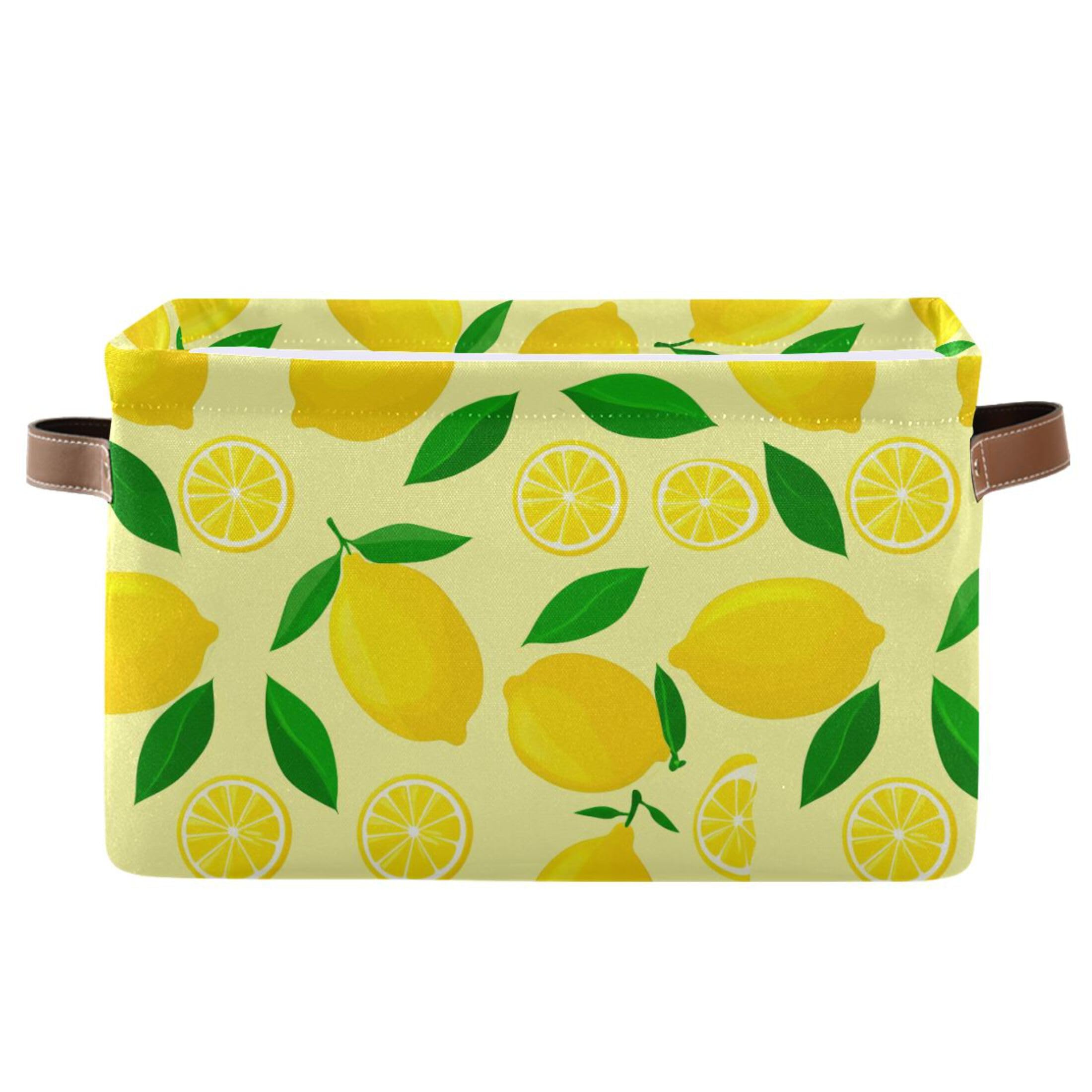 Bac de rangement pliable jaune citron de dessin animé grand format avec poignées solides