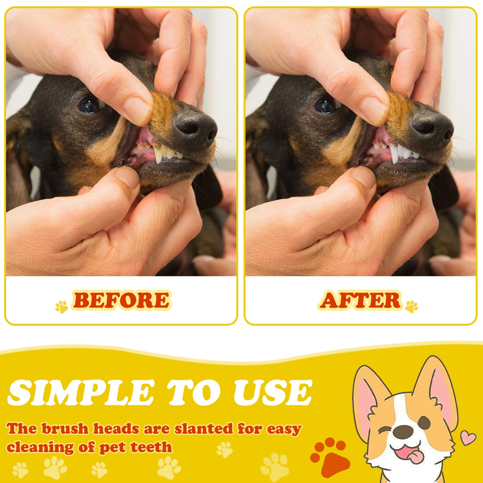 150 Cepillos de Dientes para Perros Cepillos Dentales de Dos Cabezales Kit de Cepillado de Dientes de Cachorro con Mango Largo para Suministros de Cuidado Bucal de Mascota, 5 Colores
