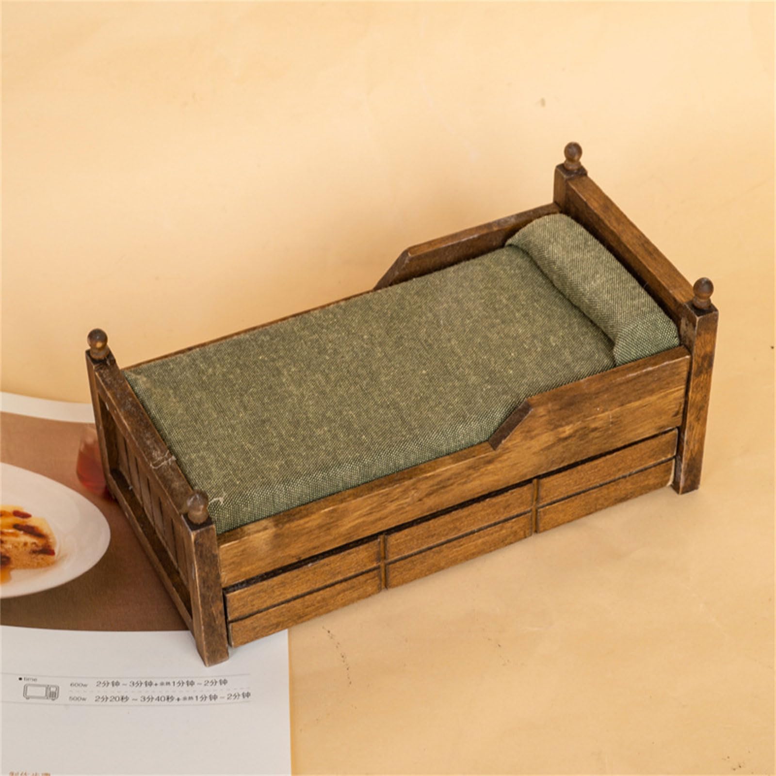 1:12 Scala Moderna Camera Da Letto In Legno Set Miniatura Case Delle Bambole Mobili Con Cuscino In Cotone Rimovibile E Cassetto Di