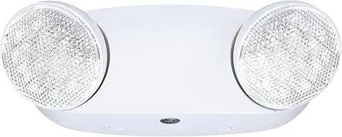 GRUENLICH Luz LED de emergencia, accesorios de iluminación de salida con 2 cabezales LED de ojo de insectos y baterías de respaldo, calificación UL