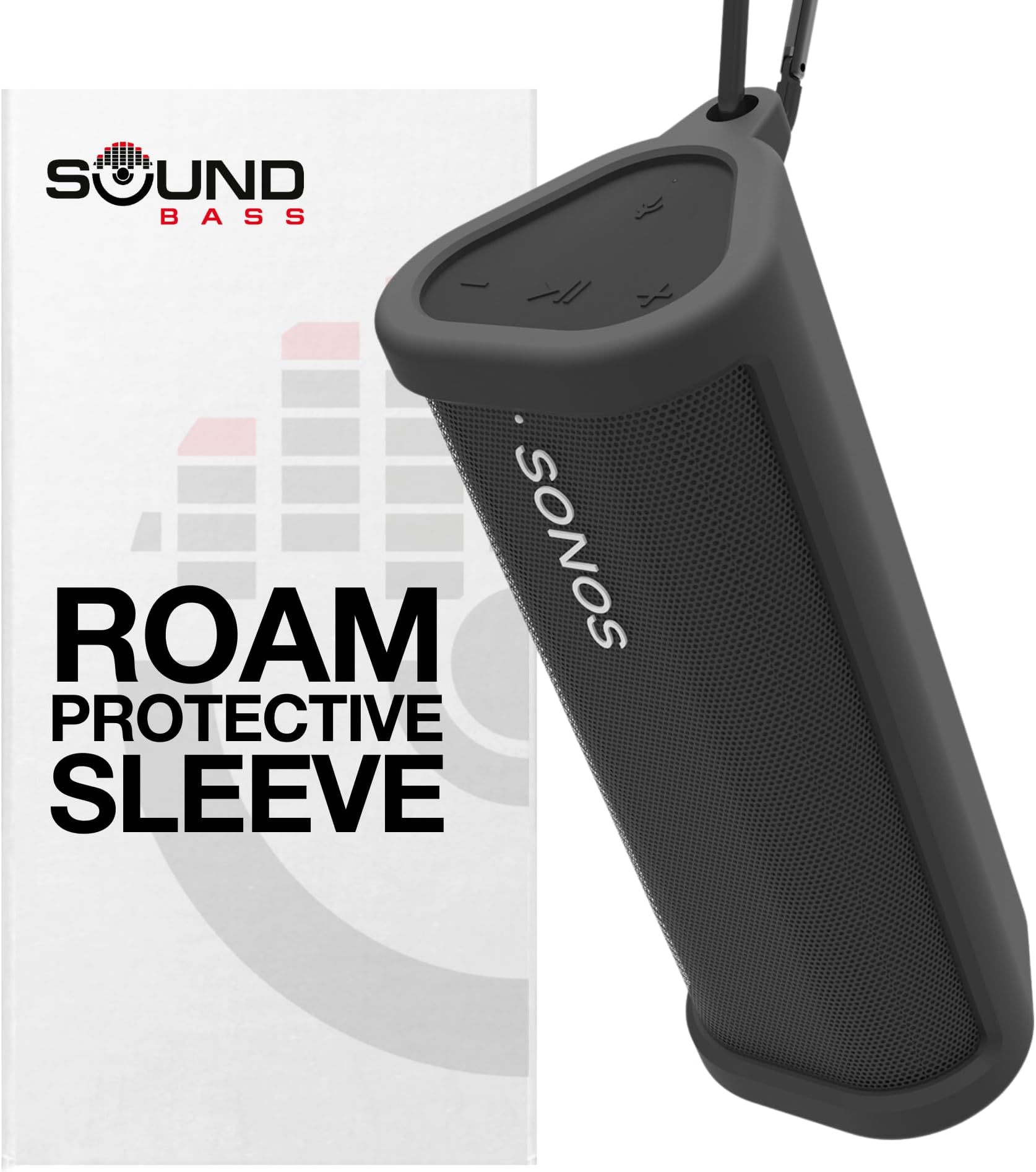 Sound Bass Heavy Duty Protective Silicone Carrying Case For Sonos Roam & Roam SL | Black | Protect Your Wireless Bluetooth Speaker using this Cover/Sleeve