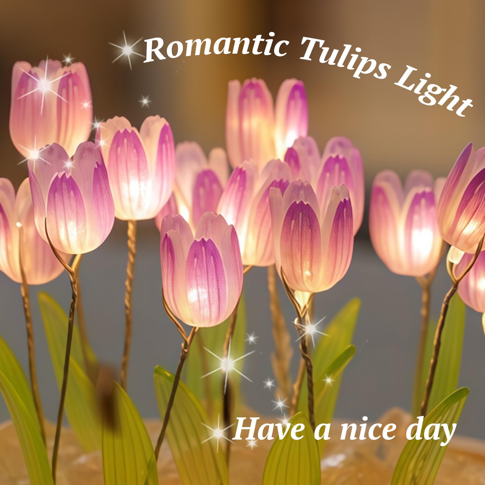 Danolt Forever Tulips Light, Purple Tulip Lamp, Flower Lamp Gifts for Girls and Women Cute Room Decor, 3.9" - Image 3
