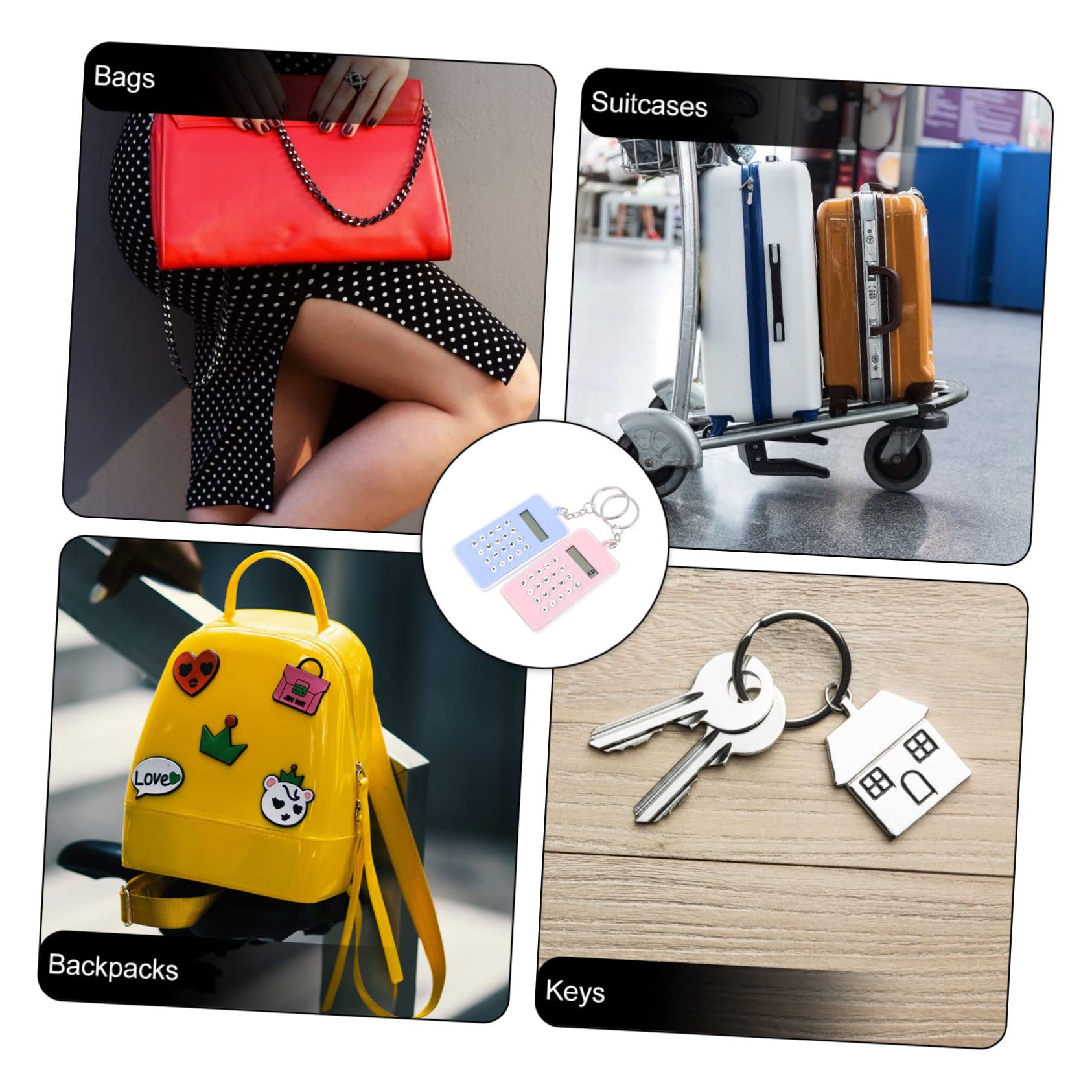OSOLADY 2Pcs Creative Calculator Key Chain Pendant Cute Bag Hanging Decor for Keys Backpacks Students Friends Fun Office Accessory