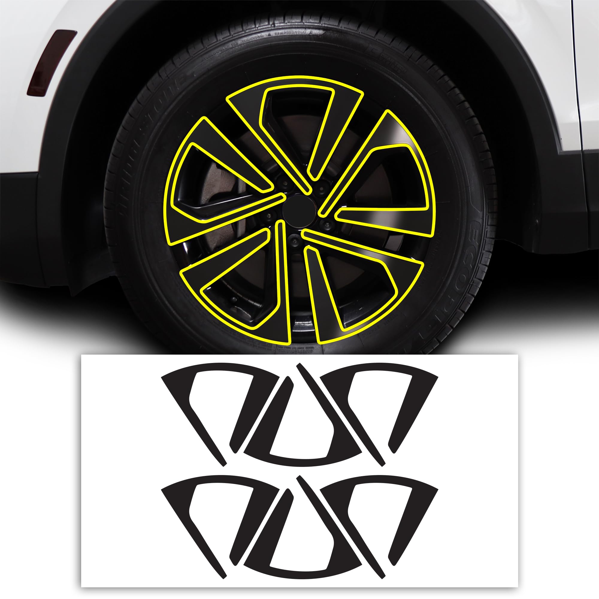 BOGAR TECH DESIGNS for Volkswagen Tiguan 2018-2024 Wheel Rim Chrome Delete – Precut Vinyl Trim Overlay, Gloss Black Blackout Look