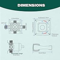 Vista 6 de Válvula mezcladora de ducha de oro cepillado, desviador de 2 vías, control de ducha de equilibrio de presión de doble función, conexión NPT de latón