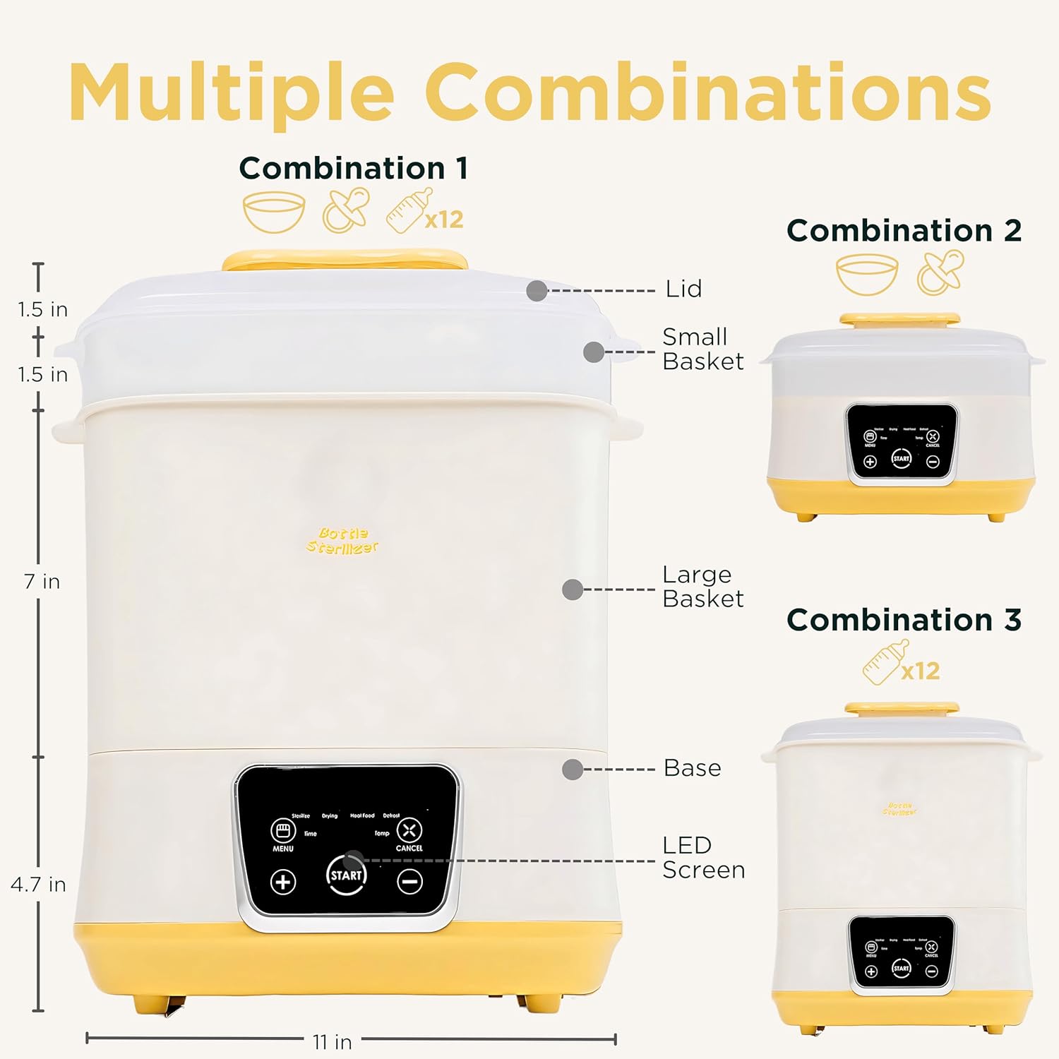 6-in-1 Electric Bottle Sterilizer and Dryer, Use as Baby Bottle Warmer, Defrost, Heat Food & Sanitizer Machine, Temperature & Time Setting up to 12 hours, Newborn Baby Essentials Sterilization Machine - Image 7