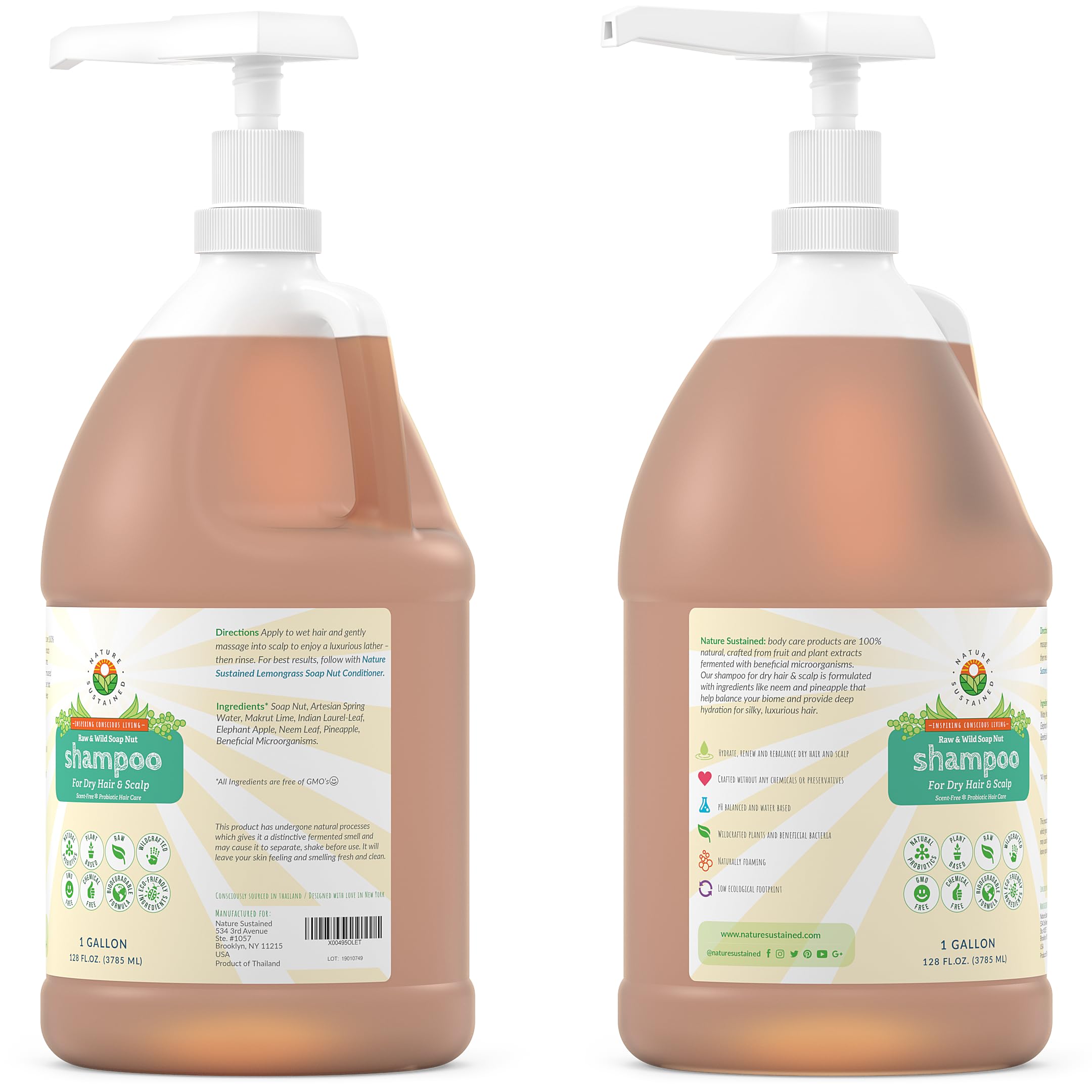Nature Sustained Natural Shampoo with Probiotics, Sulfate-Free Soapberry Cleanser