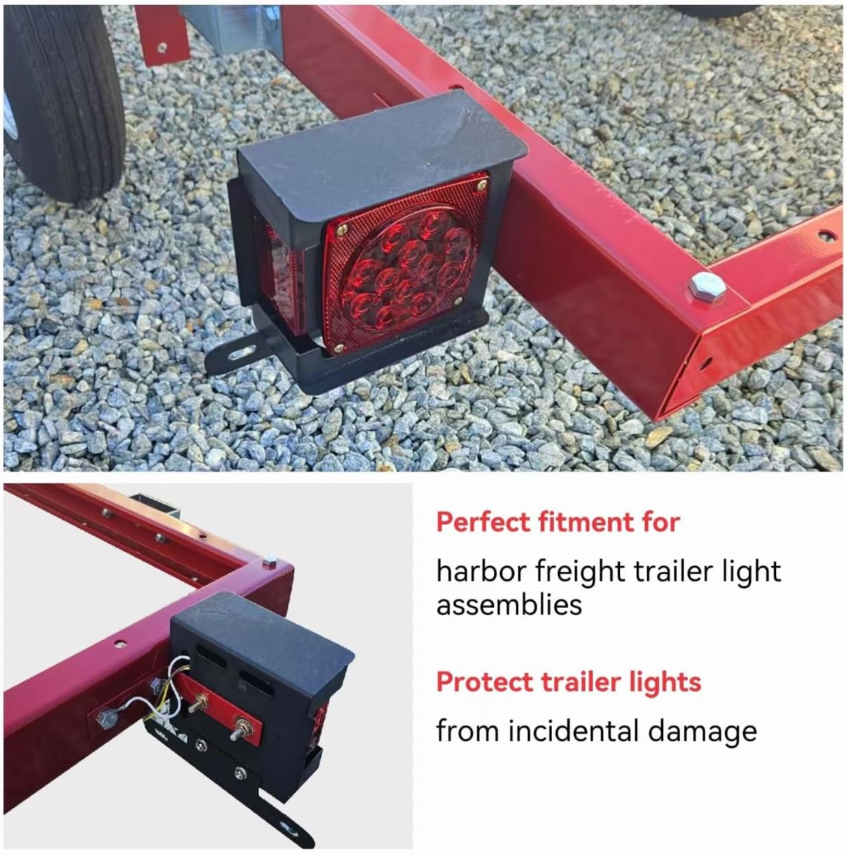 Trailer Lights Guards, Trailer Light Brackets, Pair Tail Lights Cover for Boat Trailers, Trucks, RVs, Heavy Duty Steel Square Tail Light Mounting Box with License Plate Bracket