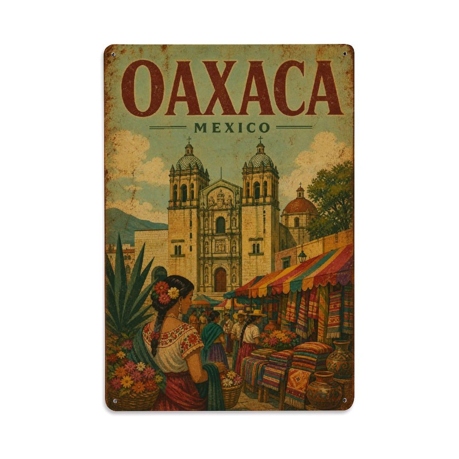 Retro Travel Mexico Oaxaca Metal Tin Sign