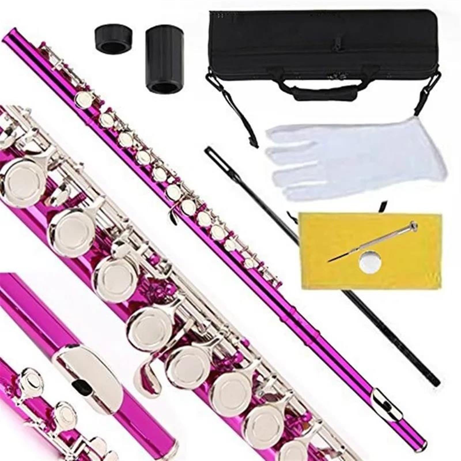 Classic Flûte Traversière Flûte De Couleur Rose, Clé En Nickel, 16 Trous Fermés, Accordage En C Et Clé En E, Instruments De Flûte Professionnels Avec Étui, Livraison Gratuite