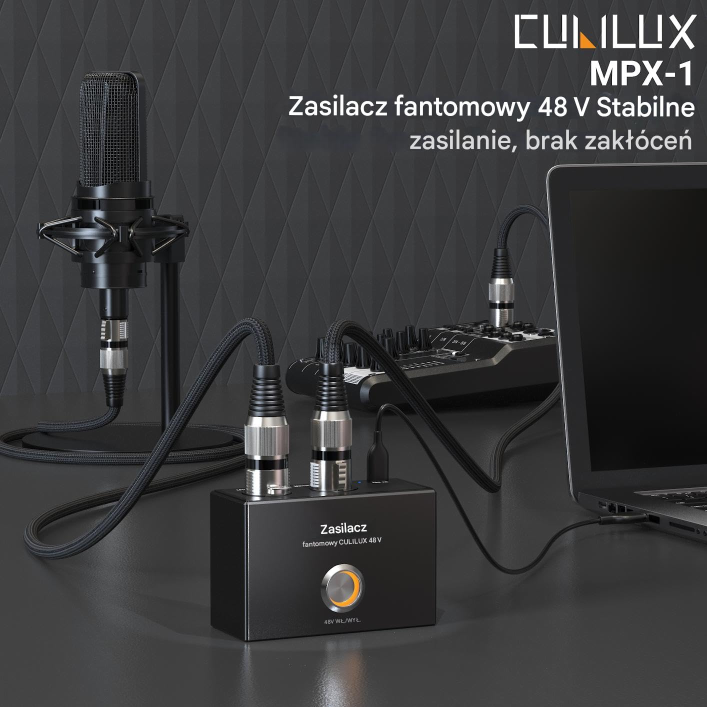 Cubilux MPX-1 Zasilanie Phantomowe 48V Z Kablem Zasilania USB C Przenośne Zasilanie Z Całkowitym Stopem Aluminium Z Portami Wejścia Wyjścia XLR I Otworem Montażowym Arri Locating 1/4 Cala Dla Mikrofon