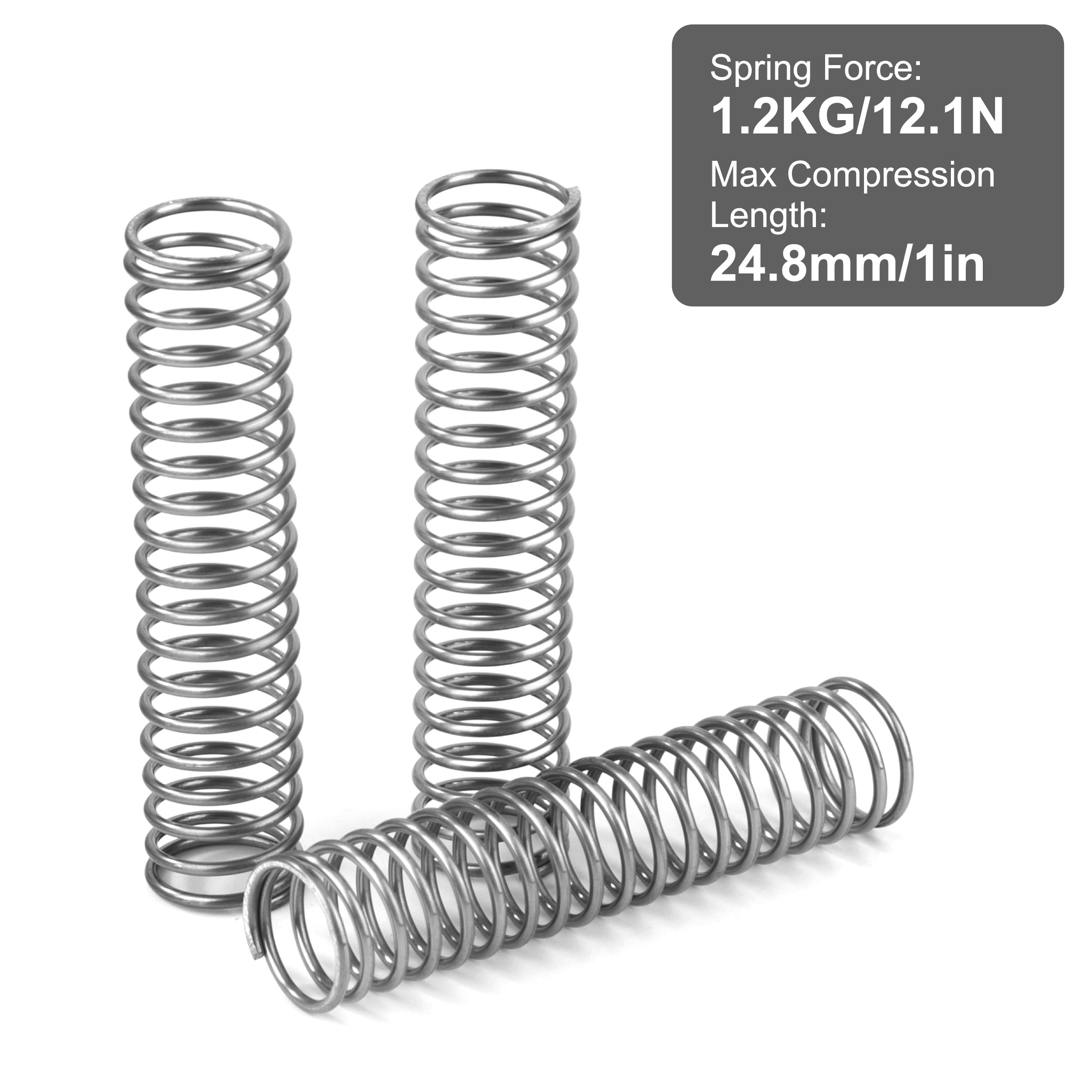 Muelles de Compresión Acero Inoxidable 55mm Alambre 1,1mm Diámetro Interior 10mm Fuerza 1,23kg 10 Piezas