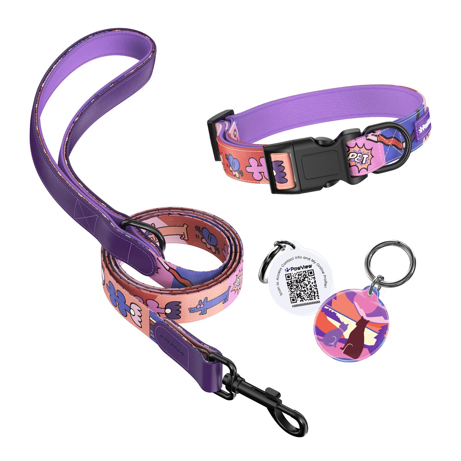 Ensemble collier et laisse pour chien protection connectée confort