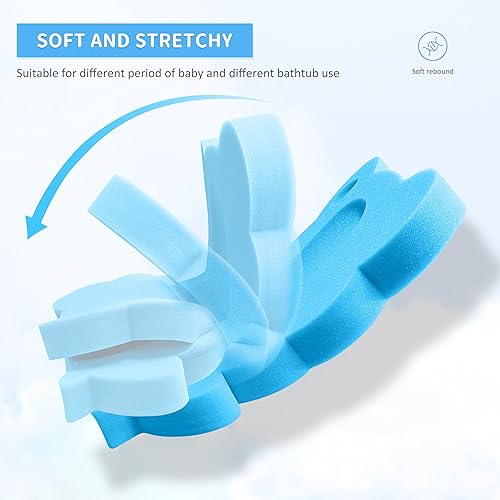 Miniatura 16 de Esponja de baño para bebé, esponjas suaves de ducha naturales con formas lindas para bañarse, espuma de bañera para bebés y niños pequeños, 3 azul
