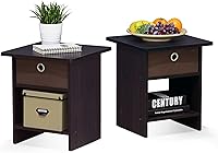 Vista 161 de Furinno- Colección Andrey- Mesa auxiliar, estación de carga con puerto USB y puerto tipo C c/compartimento de almacenamiento, 15.55 pulg ancho x