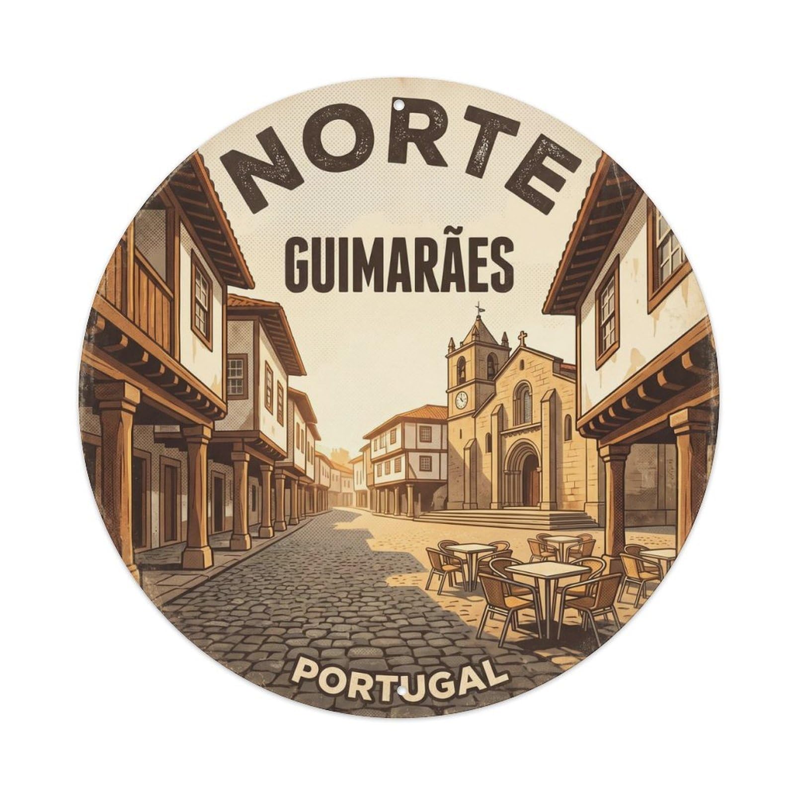 Olhnbad 08X08inch Style Classic Portugal Norte Cityscape Heritage Travel Art Metal Tin Sign