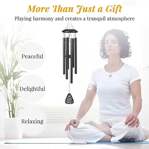 Miniatura 6 de Regalos para mamá, campanillas de viento de 25 pulgadas, color negro, regalos de cumpleaños para mamá de hija hijo, día de la madre, día de Acción