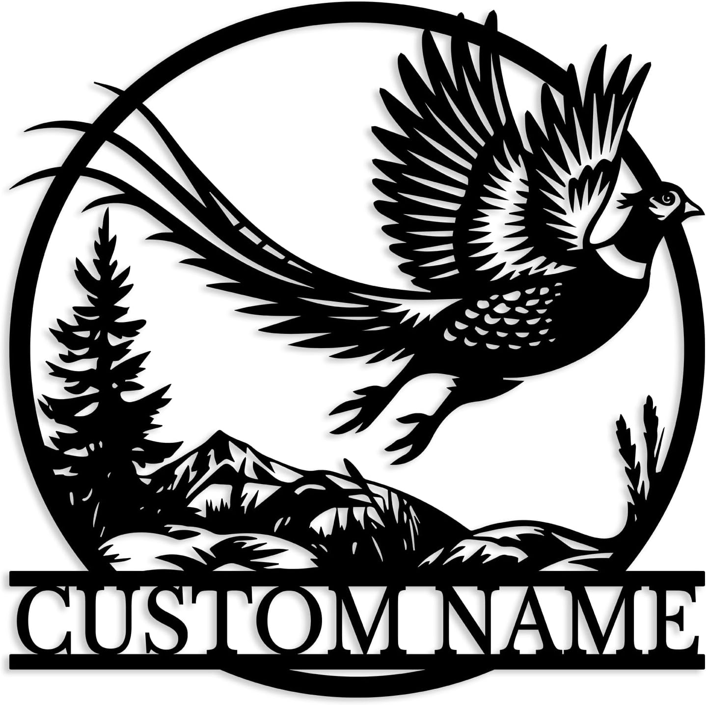 Custom Pheasant Metal Sign,Personalized Hunting Cabin Wall Art,Outdoor Yar Garden Decor,Lake Cabin Sign,Farm House Number Address Plaque (Style-A)