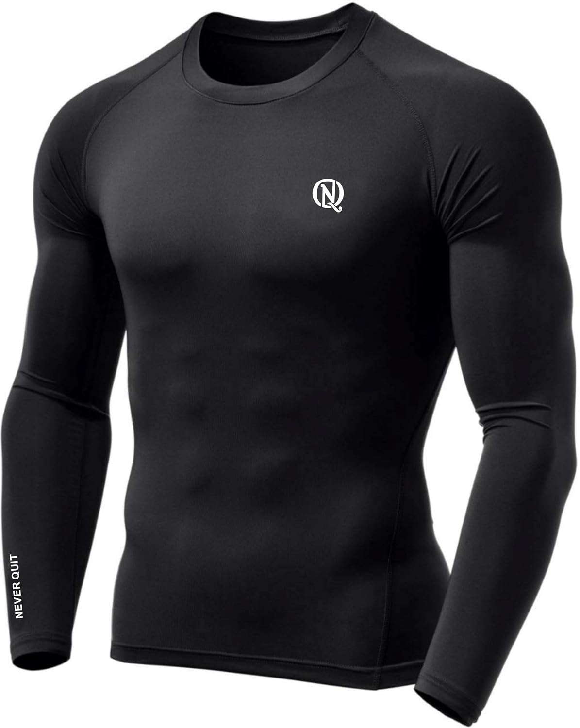 NEVER QUIT Men’s Compression Shirt Pack of 1 or 2 – Long Sleeve Quick Dry Base Layer T-Shirt for Gym, Running & Sports Wor...