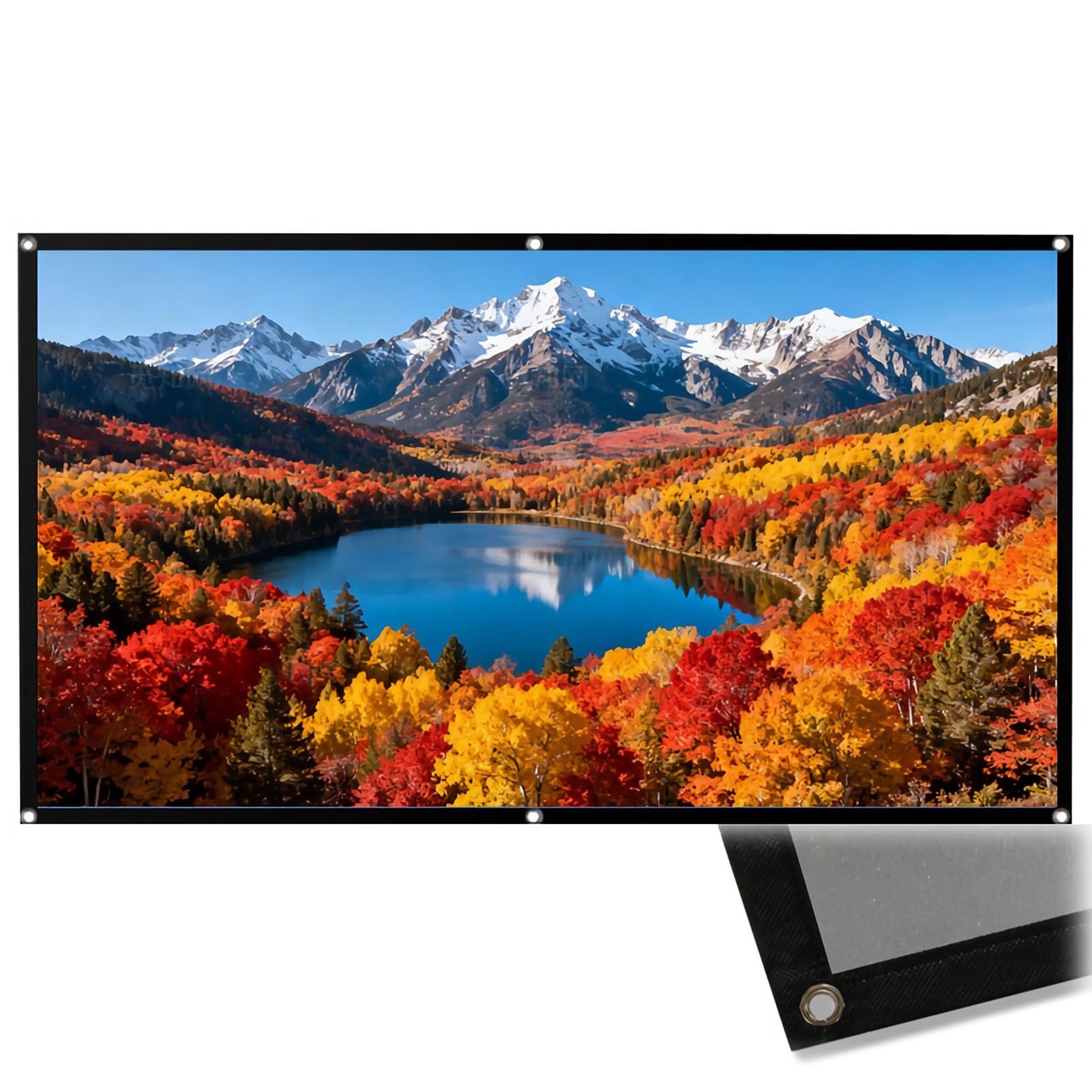 Schermo per Proiettore da 50-130 pollici, Proiettore HD 16:9 per Esterni per Giardino,Campeggio,Schermo Cinematografico Portatile Pieghevole per Camera da Letto, Home Theater(100inch)