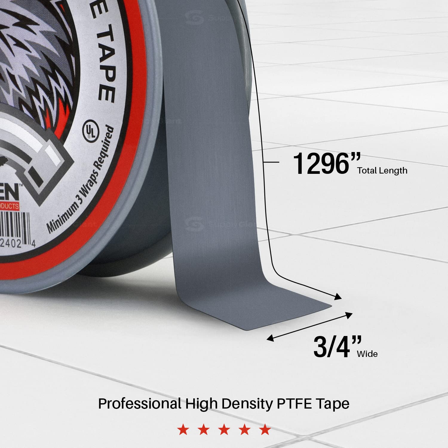 RAVEN TTC3496G-10 Cinta de Sellado, Gris, 3/4"