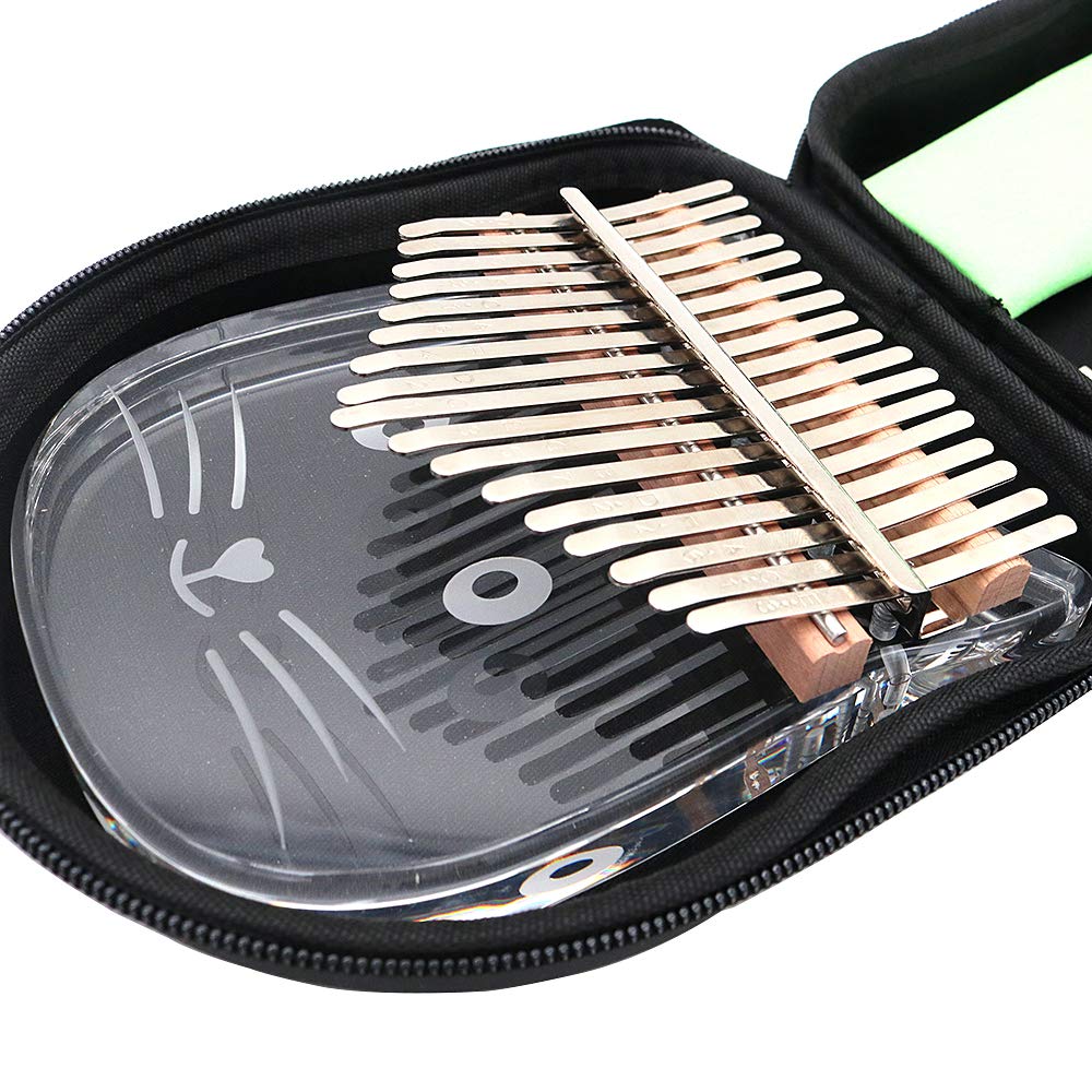 Alnicov 17 touches Kalimba (forme de lapin) fabriqué à la main en acrylique avec des accessoires pour enfants et adultes