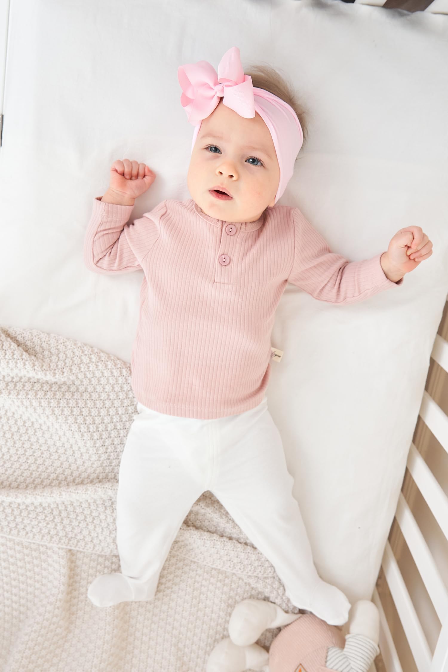 HahaNice Pantaloni da bambino con piedi per neonato, 12 mesi, confezione da 2