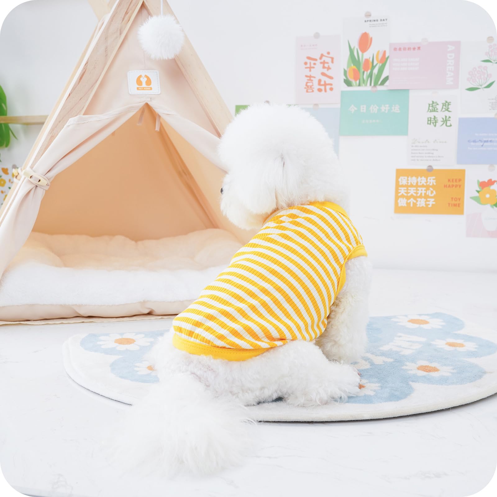 Winmany Dog Striped T-Shirt Pet Cat Summer Sleeveless Basic Vest Tank Top Puppy Soft Spring Fall Apparel Clothes for Small Medium Dogs Cats (1 - Image 3