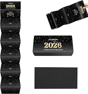 Linelglobal 2026 Graduation Money Holder for Cash Gift Envelope with Wish Card for High School College Congrat Grad - Black and Gold Design