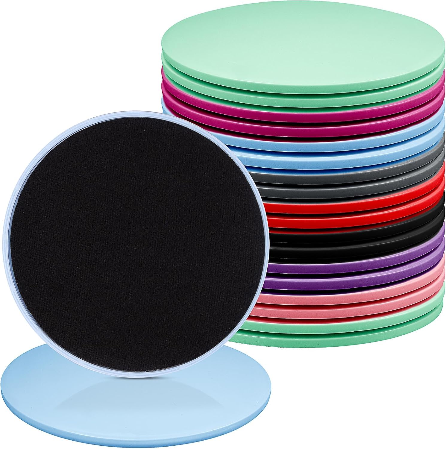Malloom 20 Pieces Core Sliders Bulk Exercise Glider Discs Gifts for Group Training Classes Fitness Slider for Workout Dual Sided AB Pads for Gym Carpet Hardwood Floor