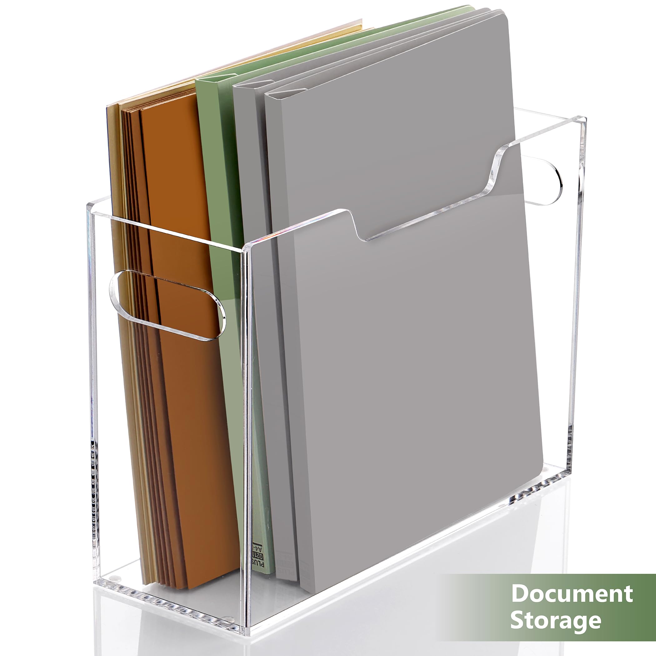 Scatola portadocumenti da appendere, formato lettera, in acrilico, trasparente, portatile, con manico, per scrivania, casa, ufficio, scuola, confezione da 1