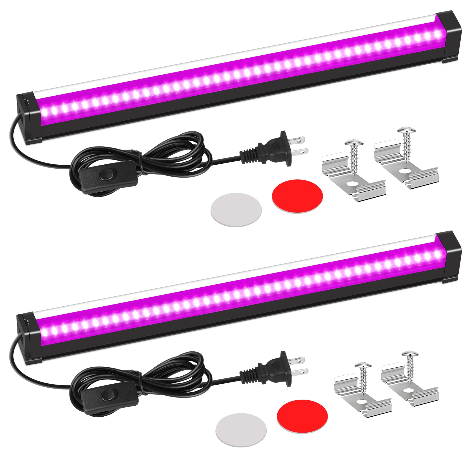 Black Light Bar, 15W 1FT Magnetic LED Black Lights with 5FT Cord, Portable Blacklights for Glow Party, Fluorescent Poster, Body Paint, Halloween Decorations, Room, Stage Lighting, 2 Pack