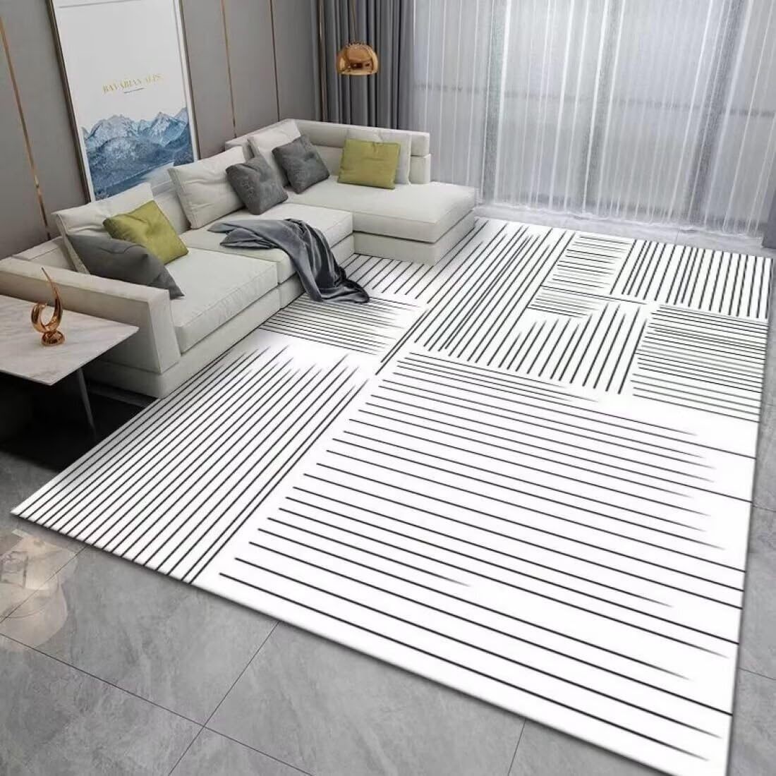 Teppich Rund Kinderzimmer Linienmuster Design Wohnzimmer Dekoration Innenmöbel Zubehör rutschfest 70X200CM