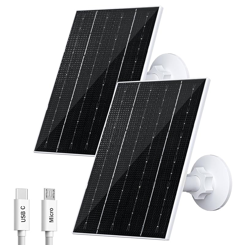 Painel Solar de 4 W para Câmeras de Segurança FUTUREZEN com USB-C e USB, 5 V, Suporte Ajustável, Kit com 2