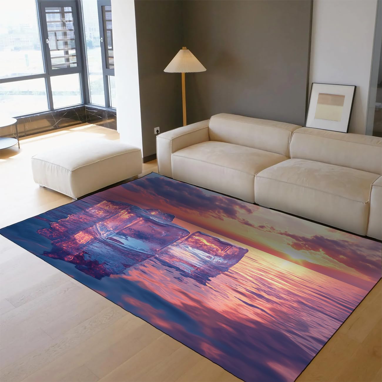 Tapis zone couchant lavable en machine et antidérapant doux