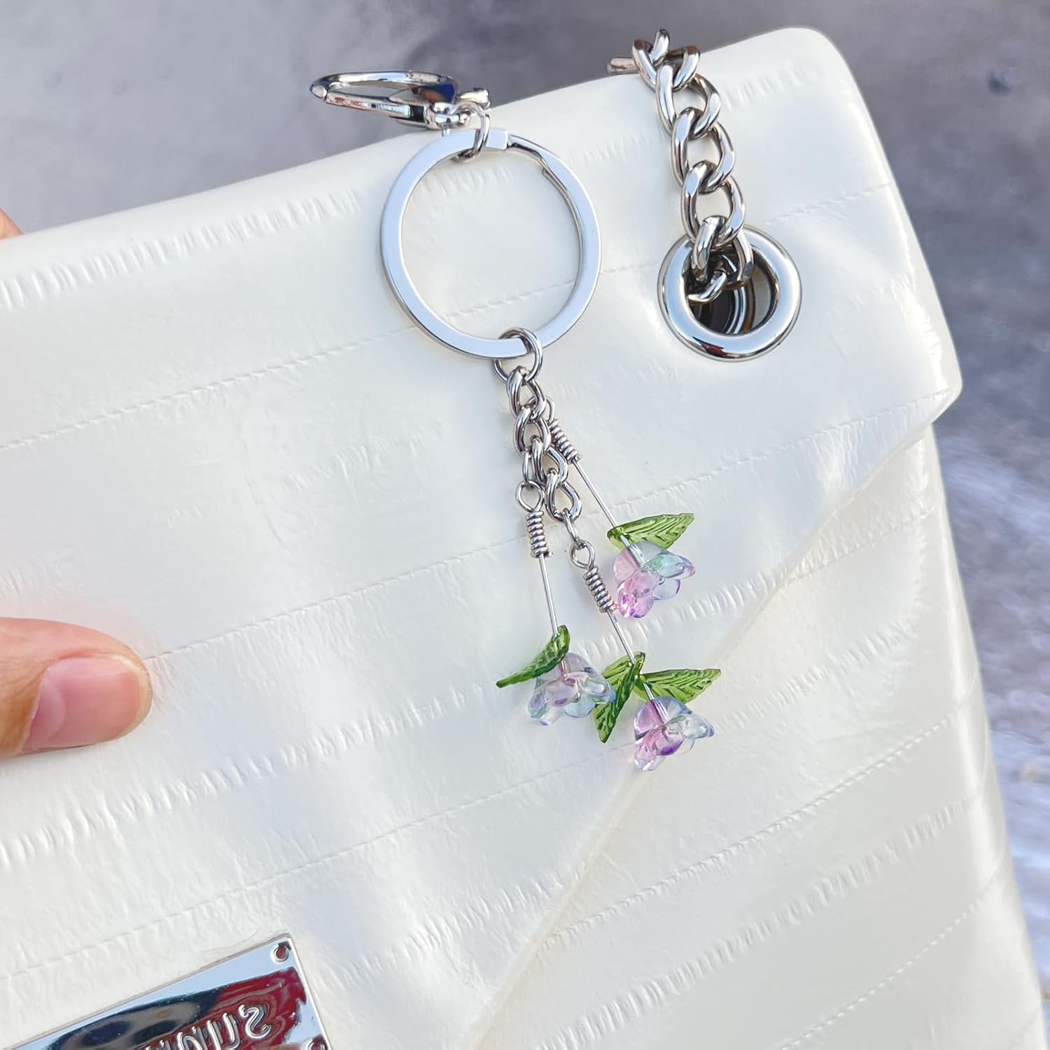 Trailing Tulip Flower Keychains for Women-Handmade,Bag Charms,Purse Charm,Mom Keychain Gifts for Mom Women Sister Her - Image 6