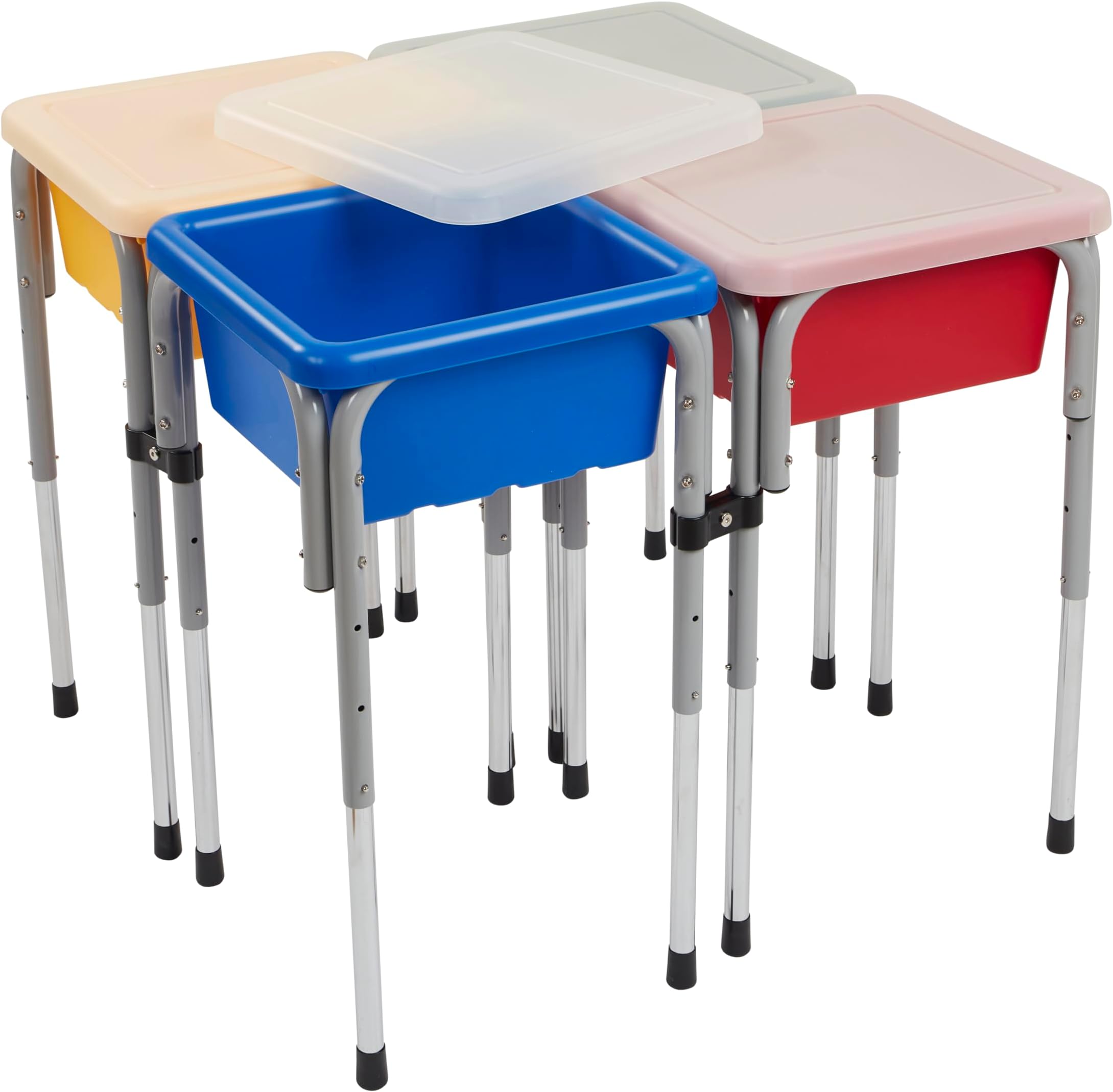 ECR4Kids 4ステーション 砂と水 調節可能なプレイテーブル 感覚ビン プライマリー