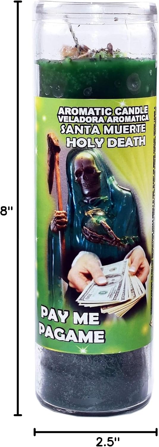 3 Pieces Candles Cocktail HOLY Death Pay ME - Santa Muerte PAGAME