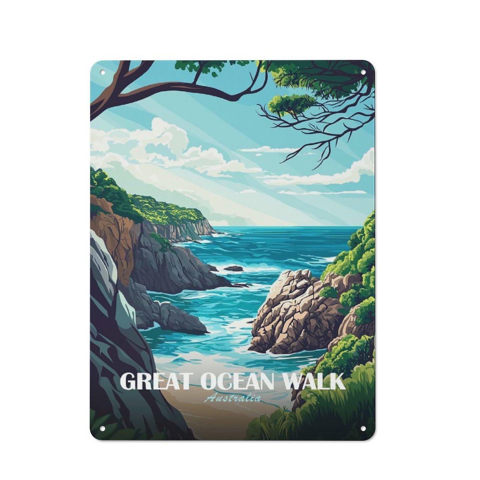 Junmoney Style-22 Great Ocean Walk Australia Coastal View Classic Metal Wall Decor 40X30cm, Metal Wall Plaque For Hobby Room, Office, Lounge Or Living Room