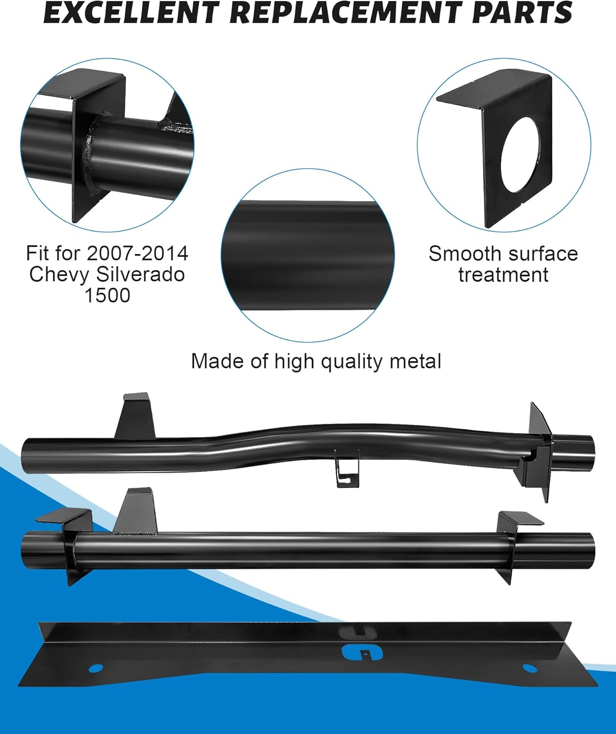 Rear Fuel Tank Support Crossmember and Rear Upper Shock Mount Crossmember Rear Spare Tire Support Plate Shock Mount Frame Compatible with 2007-2014 Chevy Silverado 1500 GMC Sierra 1500