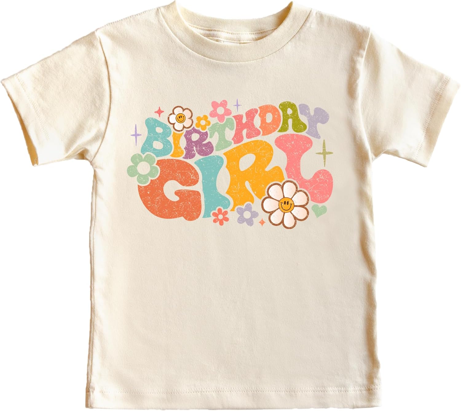 Birthday Girl Groovy Flowers Shirt for All-Ages Birthday Outfit for Baby and Toddler Youth Girls