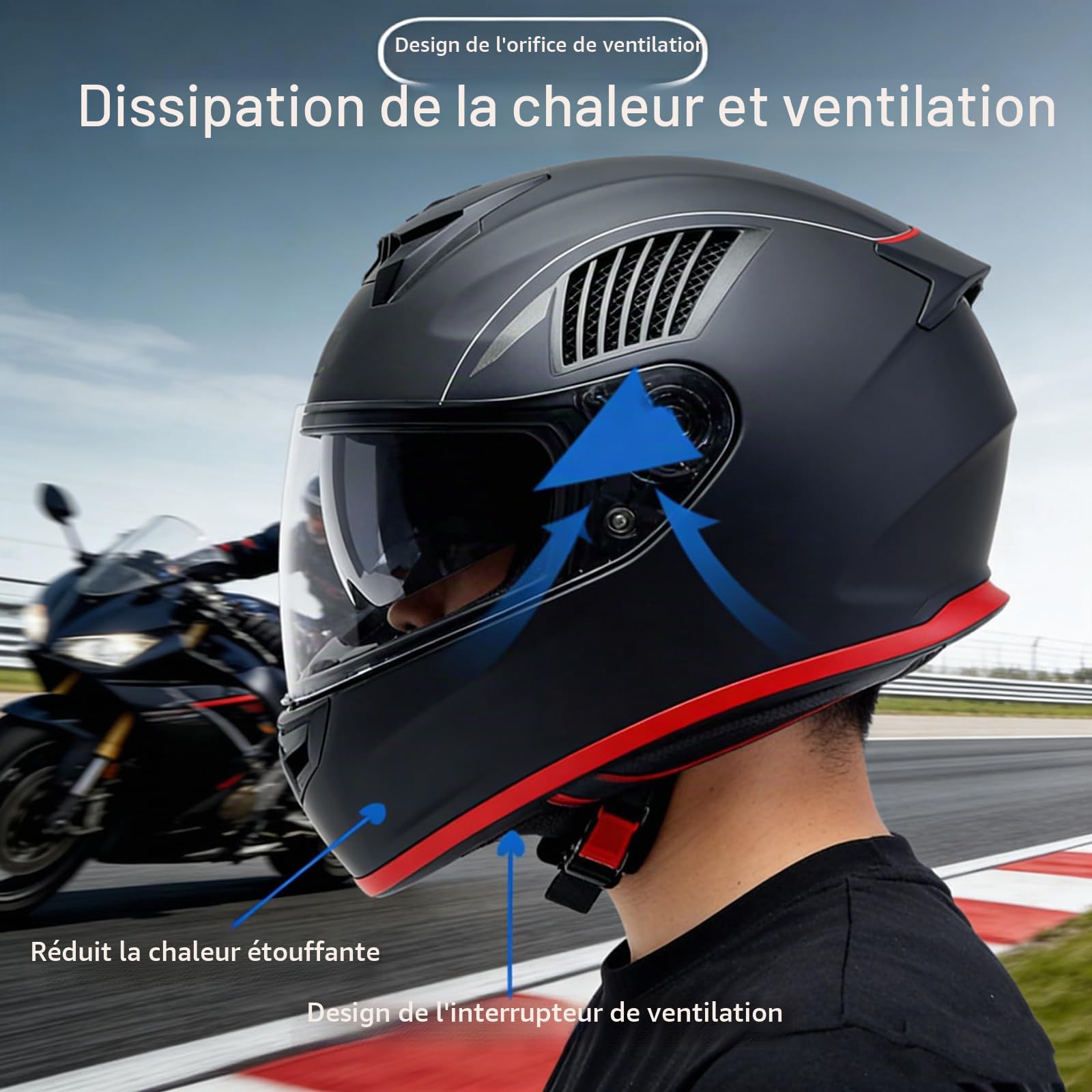 Bluetooth Casque Flip-Up Modulable Moto ECE Homologué IntéGré Casque avec Double Visière Casque Moto Intégral Casque Scooter Moto Anti-BuéE Double Miroir Homme Femme Casque